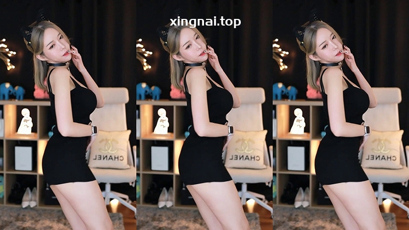 [主播]AfreecaTv韩国BJ苏怡低胸黑色包臀裙性感热舞