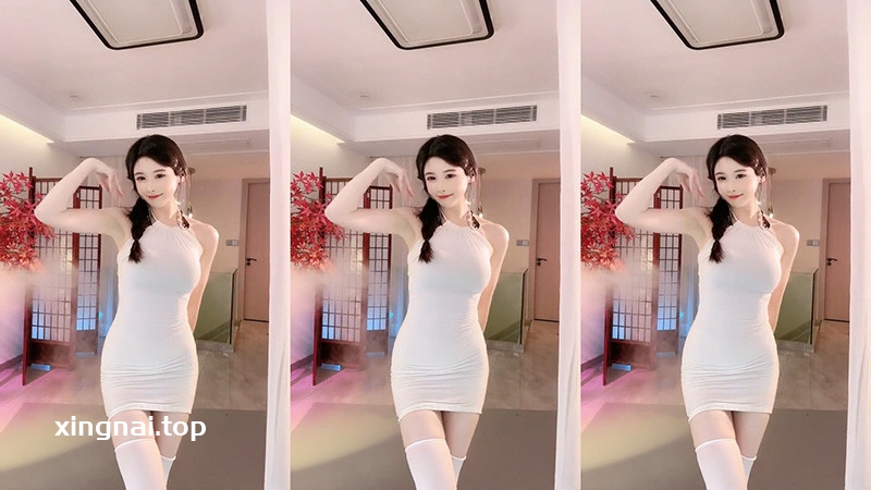 [小姐姐]抖音主播暖央米色包臀裙慢摇