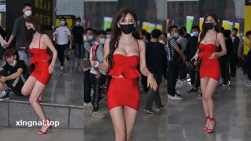 [街拍]红裙丰满小姐姐[157P/3G]