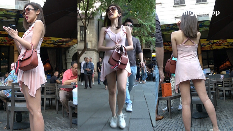 [街拍]DV_0338街拍粉色短裙美女