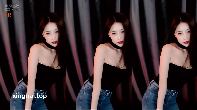 [主播]虎牙林软软黑色抹胸牛仔热舞